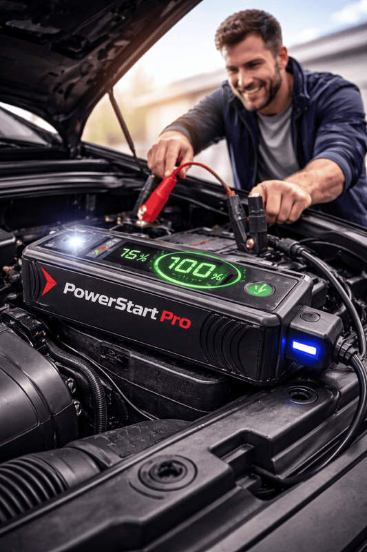PowerStart Pro™ | Arrancador de Batería Portátil + Pinzas de Arranque Profesionales